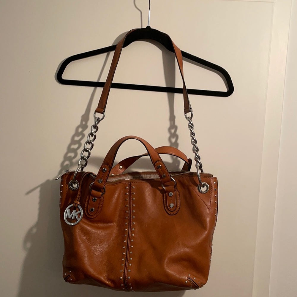 Michael Kors brown studded satchel